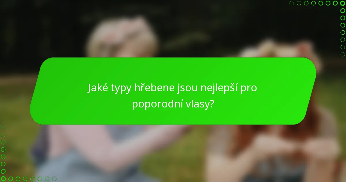 Jaké typy hřebene jsou nejlepší pro poporodní vlasy?